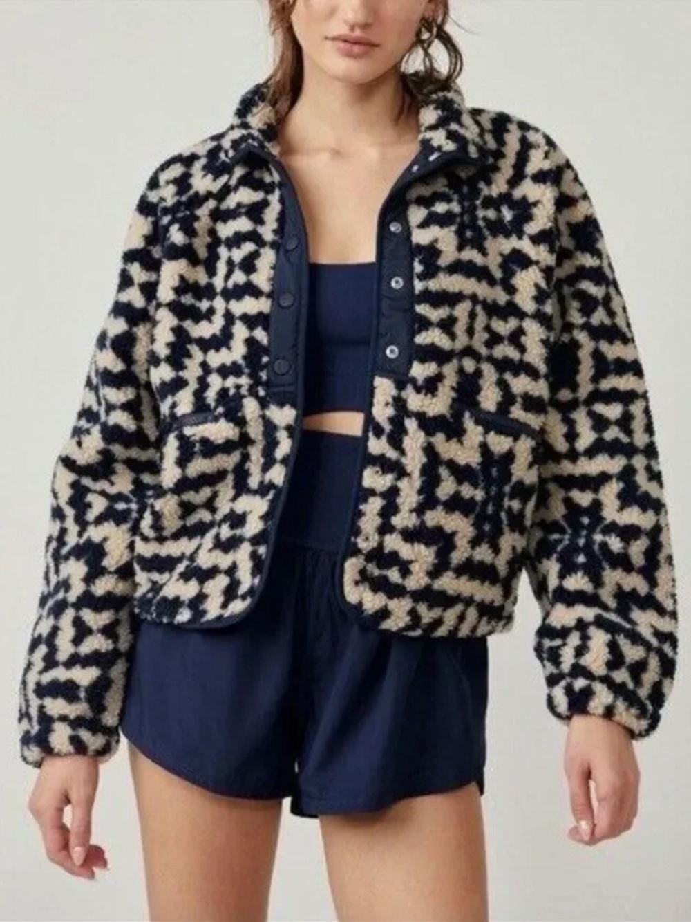 Free People Hit the Slopes Printed Fleece – Mightnight Navy